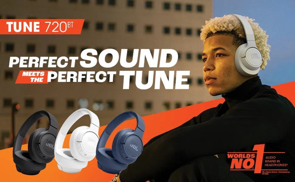 JBL Tune 720BT Wireless Over Ear Headphones with Mic (Blue) overview 1