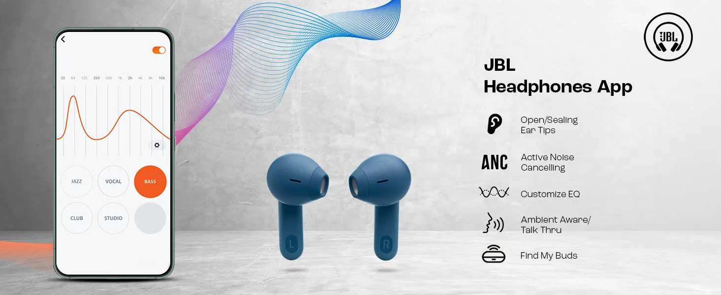 JBL Tune Flex in Ear Wireless TWS Earbuds with Mic, ANC Earbuds, Customized Extra Bass with Headphones App, 32 Hrs Battery, 4-Mics, IPX4, Ambient Aware, Bluetooth 5.2 (Black) overview 1