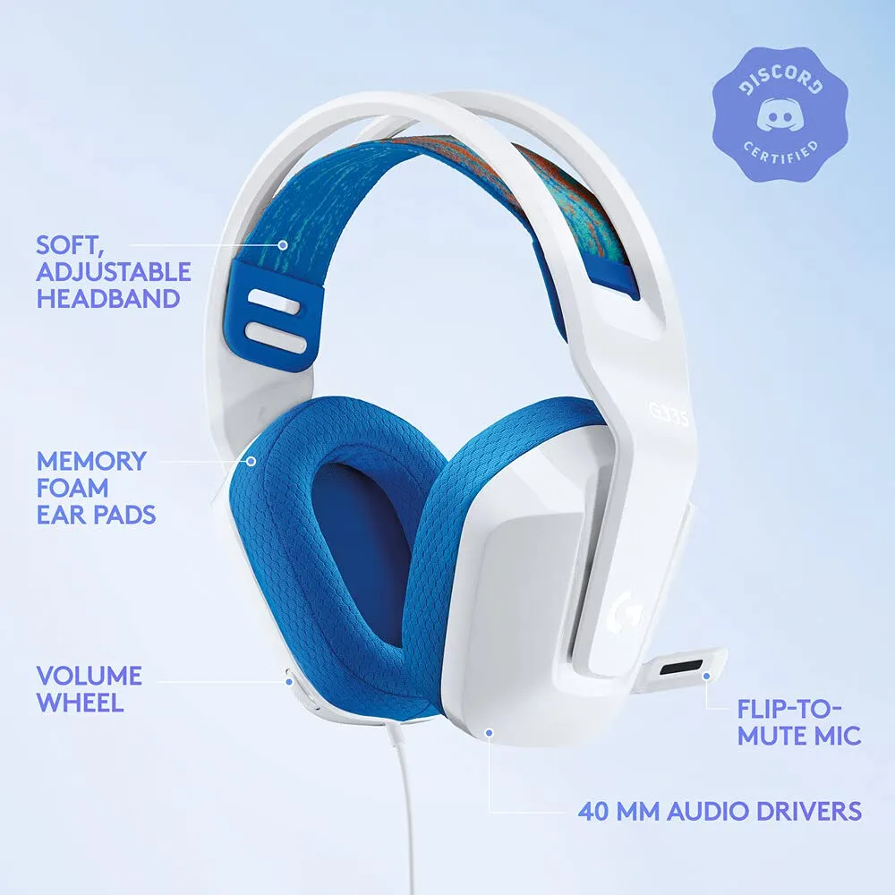 Logitech G335 Gaming Headset (White) overview 3