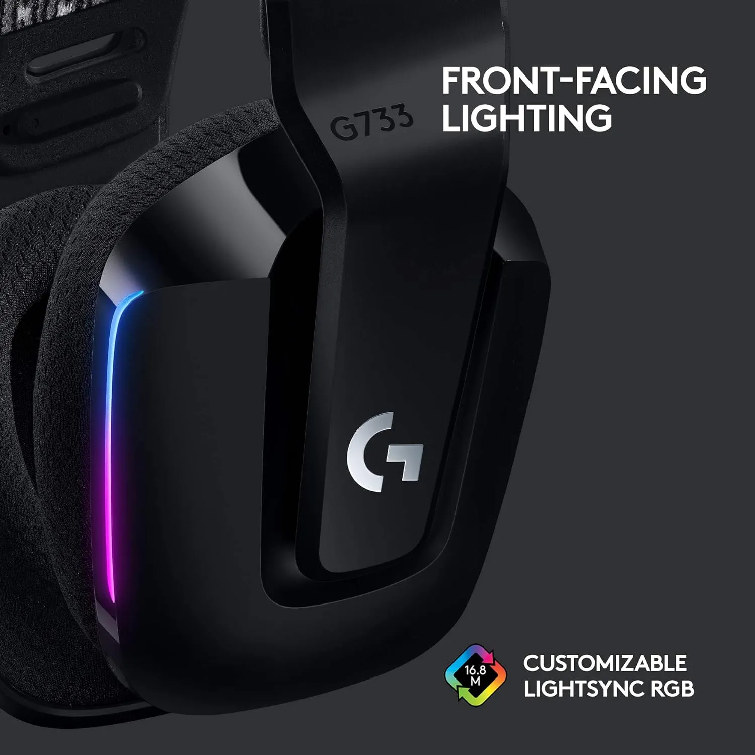 Logitech G733 Lightspeed RGB Gaming Headset - Black overview 2