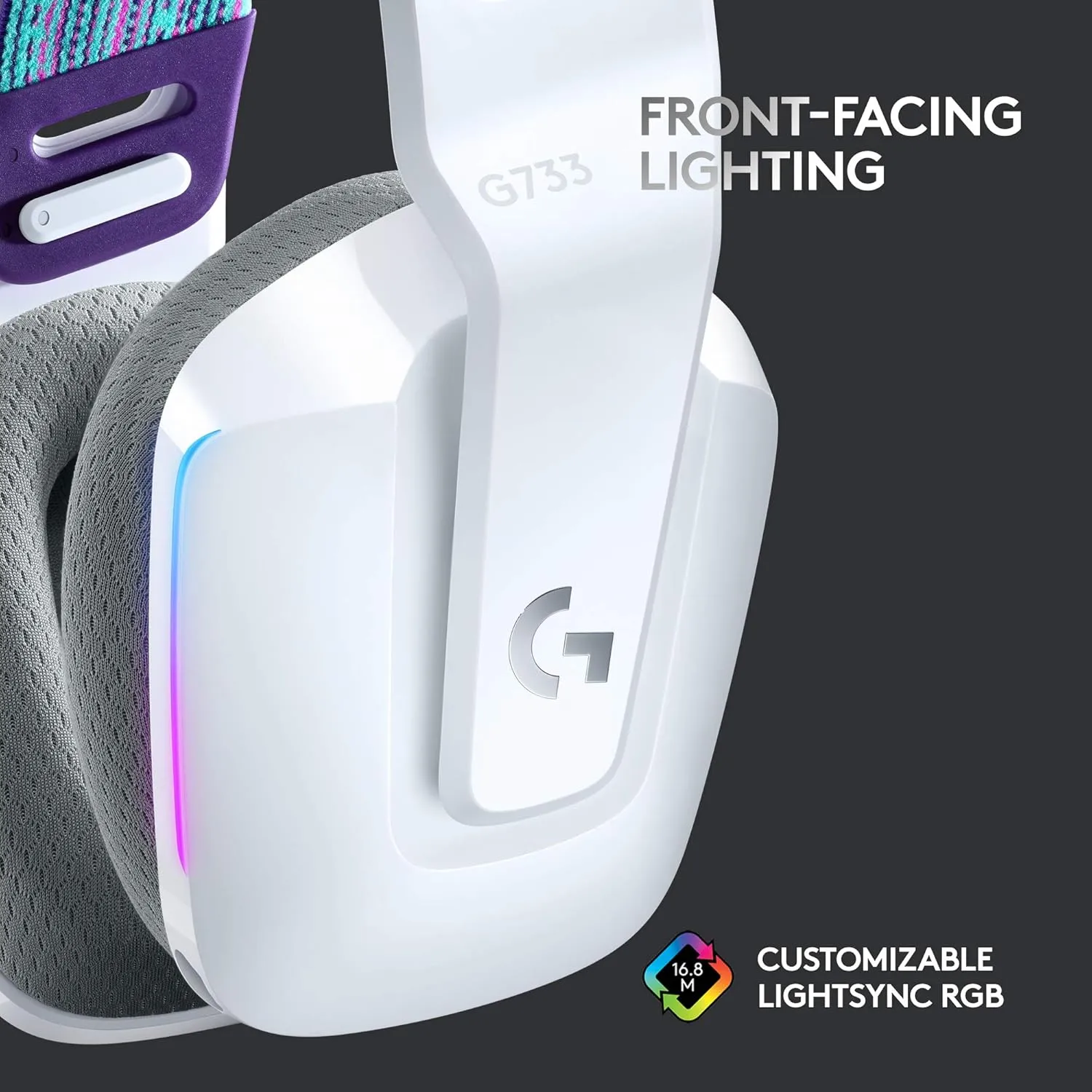 Logitech G733 Lightspeed RGB Gaming Headset - White overview 2