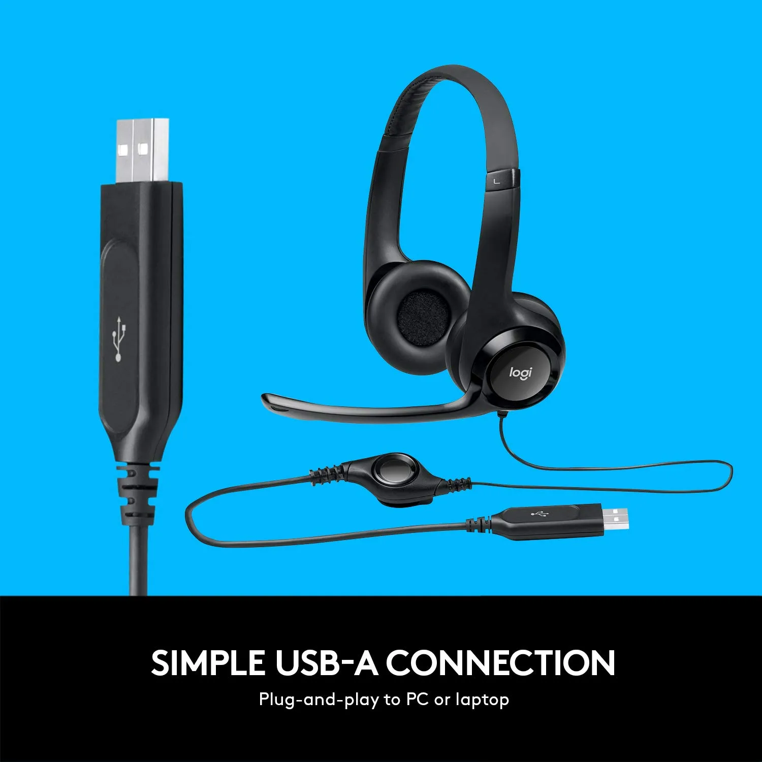 Logitech H390 Wired On Ear Headset for PC/Laptop, Stereo Headphones with Noise Cancelling Microphone (Black) overview 4