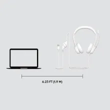 Logitech H390 Wired On Ear Headset for PC/Laptop, Stereo Headphones with Noise Cancelling Microphone (White) overview 7