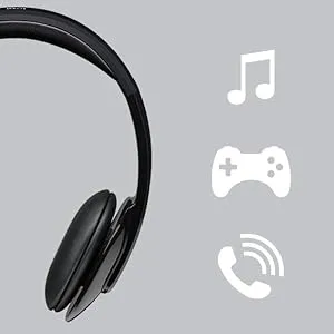 Logitech H540 Stereo Wired On Ear Headphones With Mic (Black) overview 4