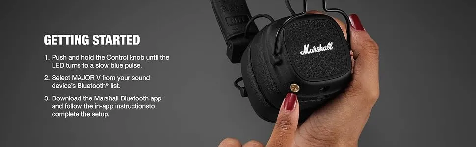 Marshall Major V Wireless On-Ear Headphones (Black) overview 6