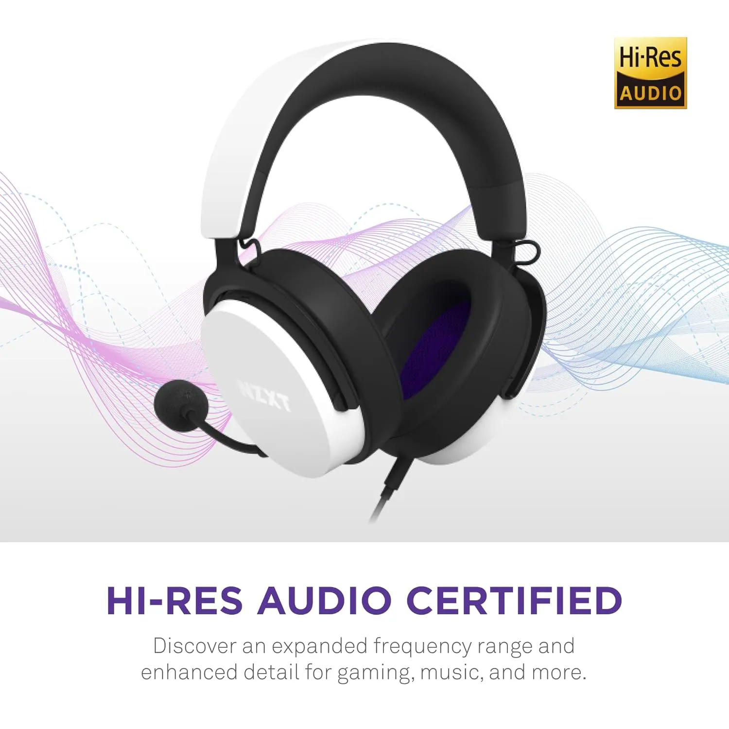 NZXT Relay Wired PC Gaming Headset (White) overview 1