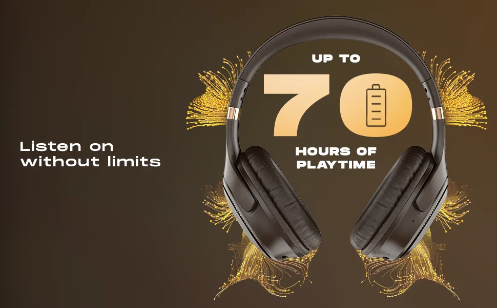 Noise Three Wireless On-Ear Headphones with 70H Playtime, 40mm Driver, Low Latency(up to 45ms),Dual Pairing, BT v5.3 (Dark Brown) overview 3