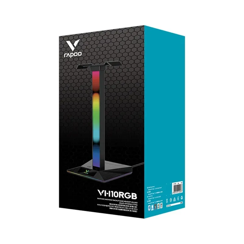RAPOO VH10 RGB Backlit Gaming Headset Stand Sound-Controlled Rhythm Light Headphone Holder with USB2.0, 3.5mm, USB-C Interface overview 1