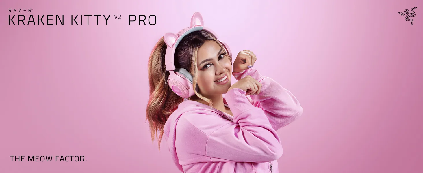Razer Kraken Kitty V2 Pro Wired RGB Headset (Pink) overview 1