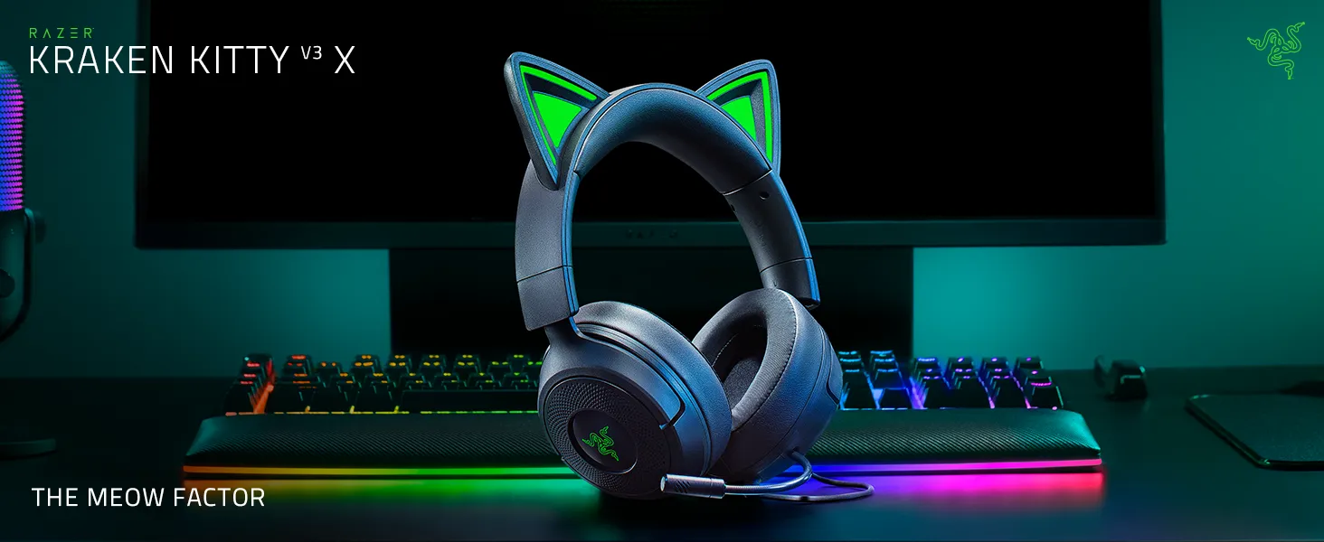Razer Kraken Kitty V3 X Wired Gaming Headphone (Black) overview 1