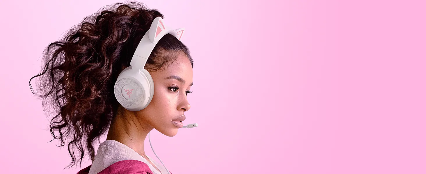 Razer Kraken Kitty V3 X Wired Gaming Headphone (White) overview 2