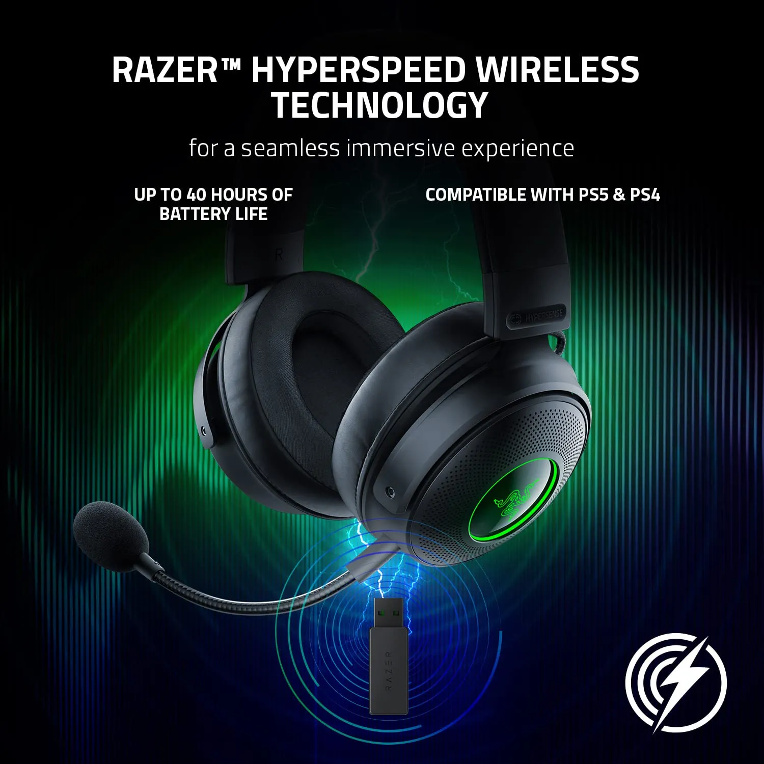 Razer Kraken V3 Pro HyperSense RGB Gaming Headset (Black) overview 3