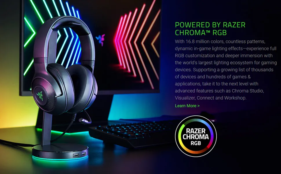 Razer Kraken V3 X 7.1 Surround Sound RGB Gaming Over Ear Headset With Mic overview 5