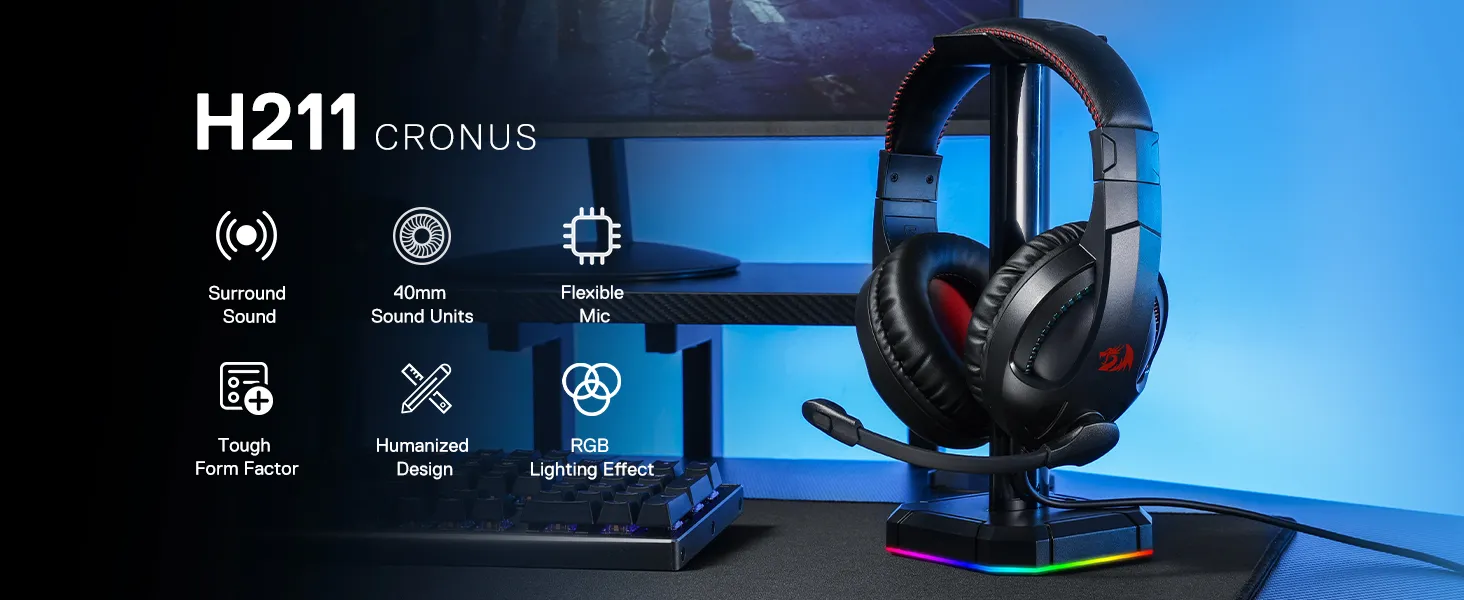 Redragon H211 Cronus Wired Gaming Headset (Black) overview 1