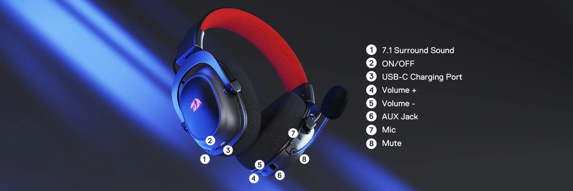 Redragon H510 Zeus-X RGB Wired Gaming Headset (Black) overview 2