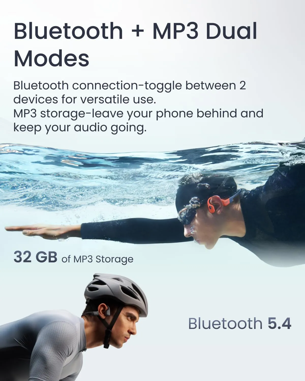 SHOKZ OpenSwim Pro Bone Conduction Sports Headphones, IP68 Waterproof Open-Ear Wireless Earphones with Bluetooth 5.4, Swimming-Red overview 2