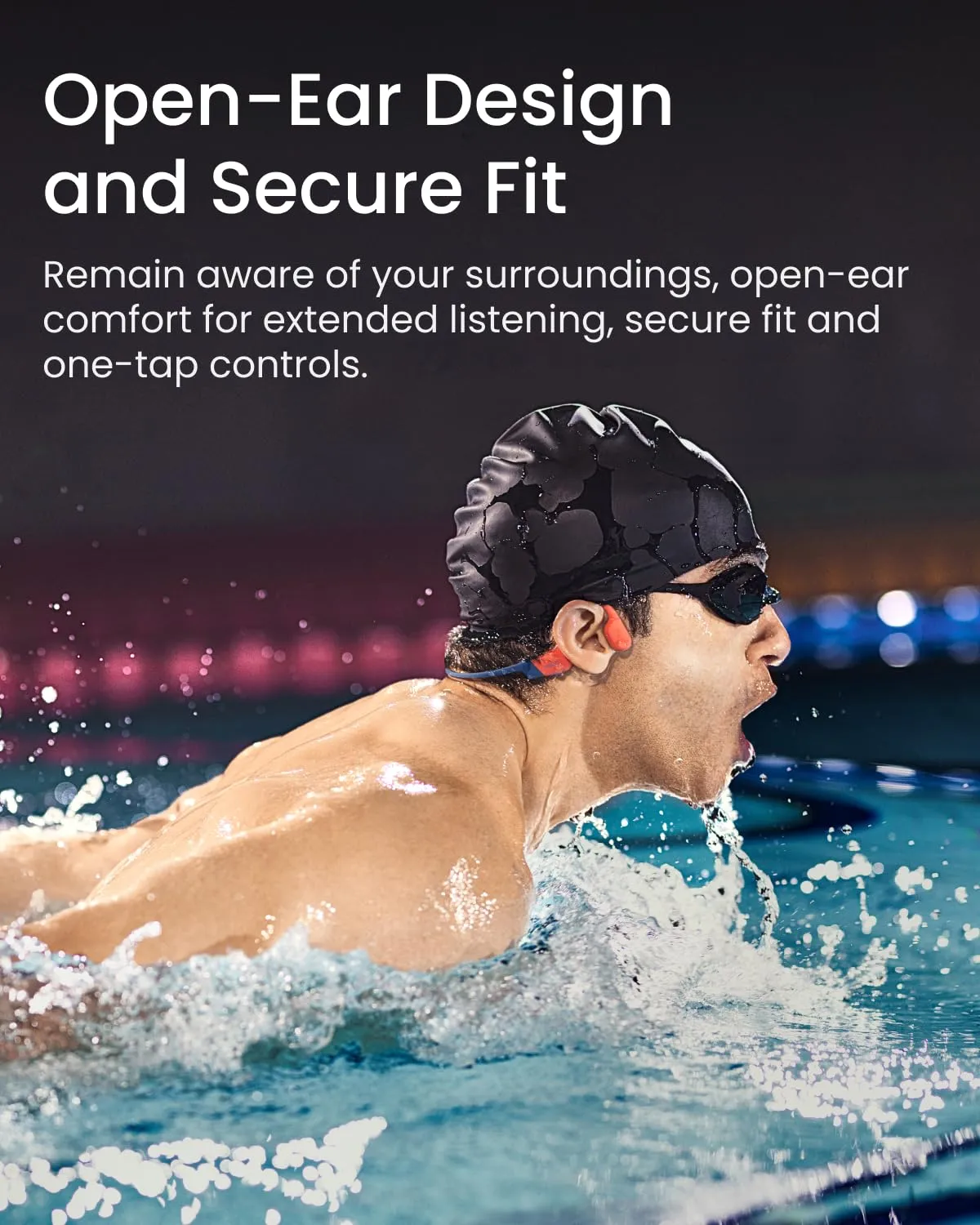 SHOKZ OpenSwim Pro Bone Conduction Sports Headphones, IP68 Waterproof Open-Ear Wireless Earphones with Bluetooth 5.4, Swimming-Red overview 4