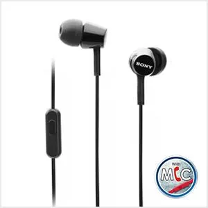 Sony MDR-EX155AP Wired in Ear Headphone with Mic - Black overview 1