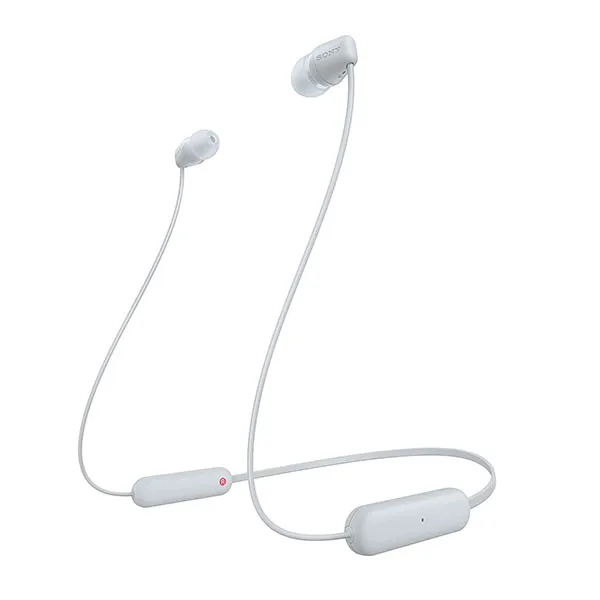 Sony WI-C100 Wireless Headphones in-Ear Bluetooth Headset with mic for Phone Calls (White)