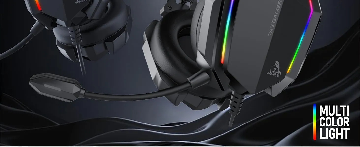 TAG Titan RGB Yellow Over-Ear Gaming Wired Headphone overview 2