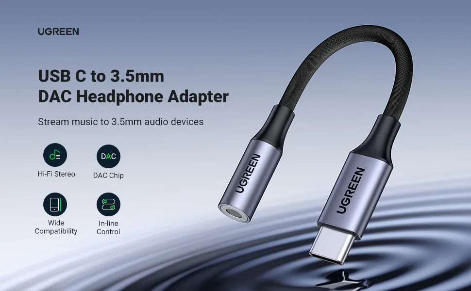 UGREEN AV161 USB C to 3.5mm Jack DAC Type C Headphone Amplifier Aux Adapter Hi-Fi Stereo989 overview 1