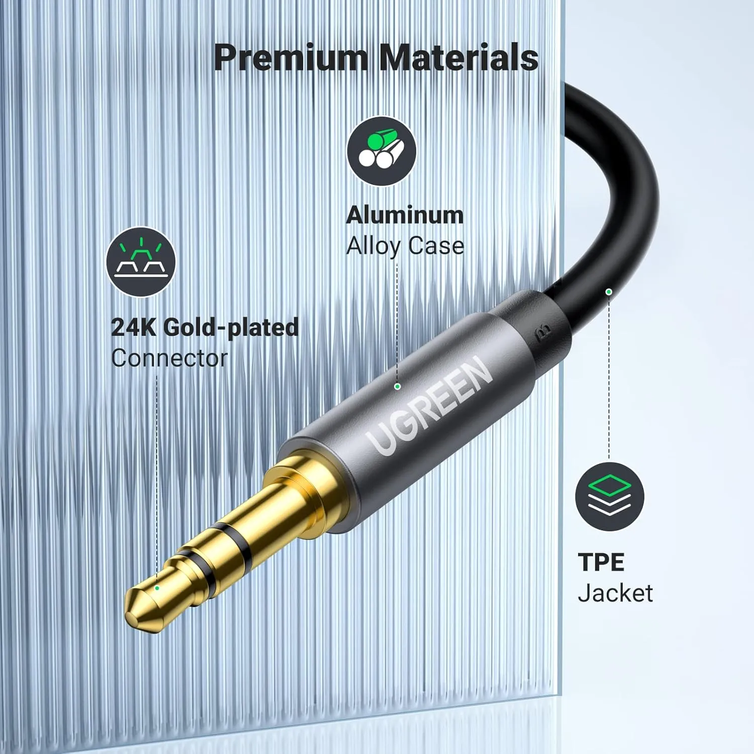 UGREEN Headphone Extension Cable 3.5mm Extension Gold Plated Aux Extension Cable Audio Stereo Jack Male to Female TRS Cord Extender Compatible with iPhone iPad Phones Tablets Media Players, 10FT overview 3