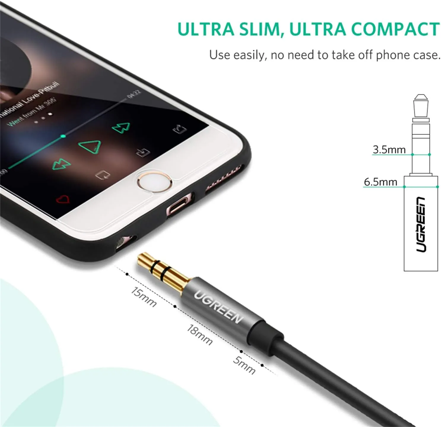 UGREEN Headphone Extension Cable 3.5mm Extension Gold Plated Aux Extension Cable Audio Stereo Jack Male to Female TRS Cord Extender Compatible with iPhone iPad Phones Tablets Media Players, 6.6FT overview 7