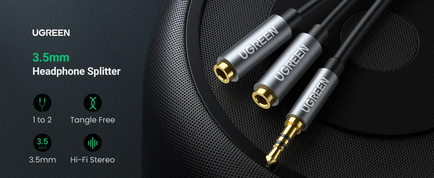 Ugreen Headphone Splitter 2 Way Y 3.5mm Jack Aux Adapter overview 1