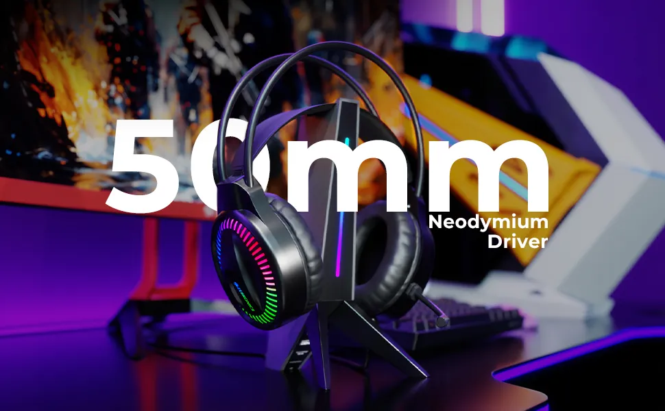 ZEBRONICS BLITZ C Dolby Atmos Gaming Headphone, 50mm Neodymium Drivers, Padded Headband, Lightweight & Comfortable, RGB Lights, Flexible Mic, Type-C Connector overview 2