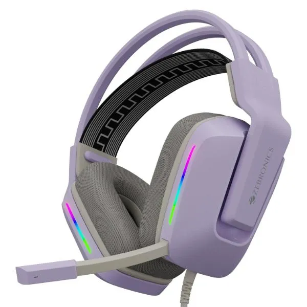 ZEBRONICS Havoc Premium Gaming Over ear Headphone with Dolby Atmos Subscription, 50mm Neodymium Drivers, Extra Soft Ear Cushion, Suspension Headband,Braided Cable (White)