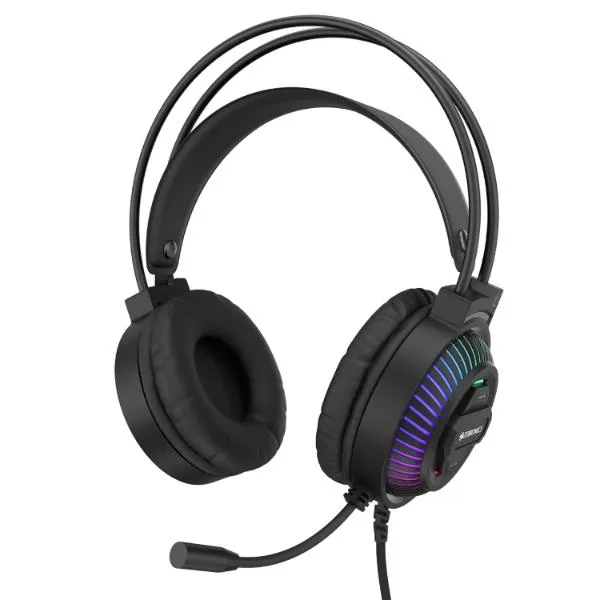 ZEBRONICS Jupiter 3.5mm Premium Gaming Over ear Headphone with 50mm Neodymium Drivers, Extra Soft Ear Cushion,Suspension Headband, Braided Cable,Volume Controller, Multicolor Lights, Pop Filter