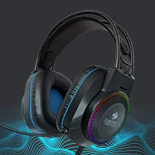 Zebronics Jet Premium Wired Gaming On Ear Headphone with LED Light for earcups, 40mm Neodymium Drivers, 2 Meter Braided Cable, Flexible mic, Suspension Headband, 3.5mm + USB Connector (Black + Blue) overview 3