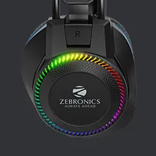 Zebronics Jet Premium Wired Gaming On Ear Headphone with LED Light for earcups, 40mm Neodymium Drivers, 2 Meter Braided Cable, Flexible mic, Suspension Headband, 3.5mm + USB Connector (Black + Blue) overview 7