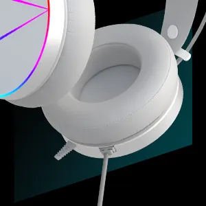 Zebronics Zeb-Blitz USB Gaming Wired Over Ear Headphones with Dolby Atmos, RGB LED, Windows Software, Simulated 7.1 Surround Sound, 2.4 Meter Braided Cable, Flexible mic, Ear Cushions with mic (White) overview 6