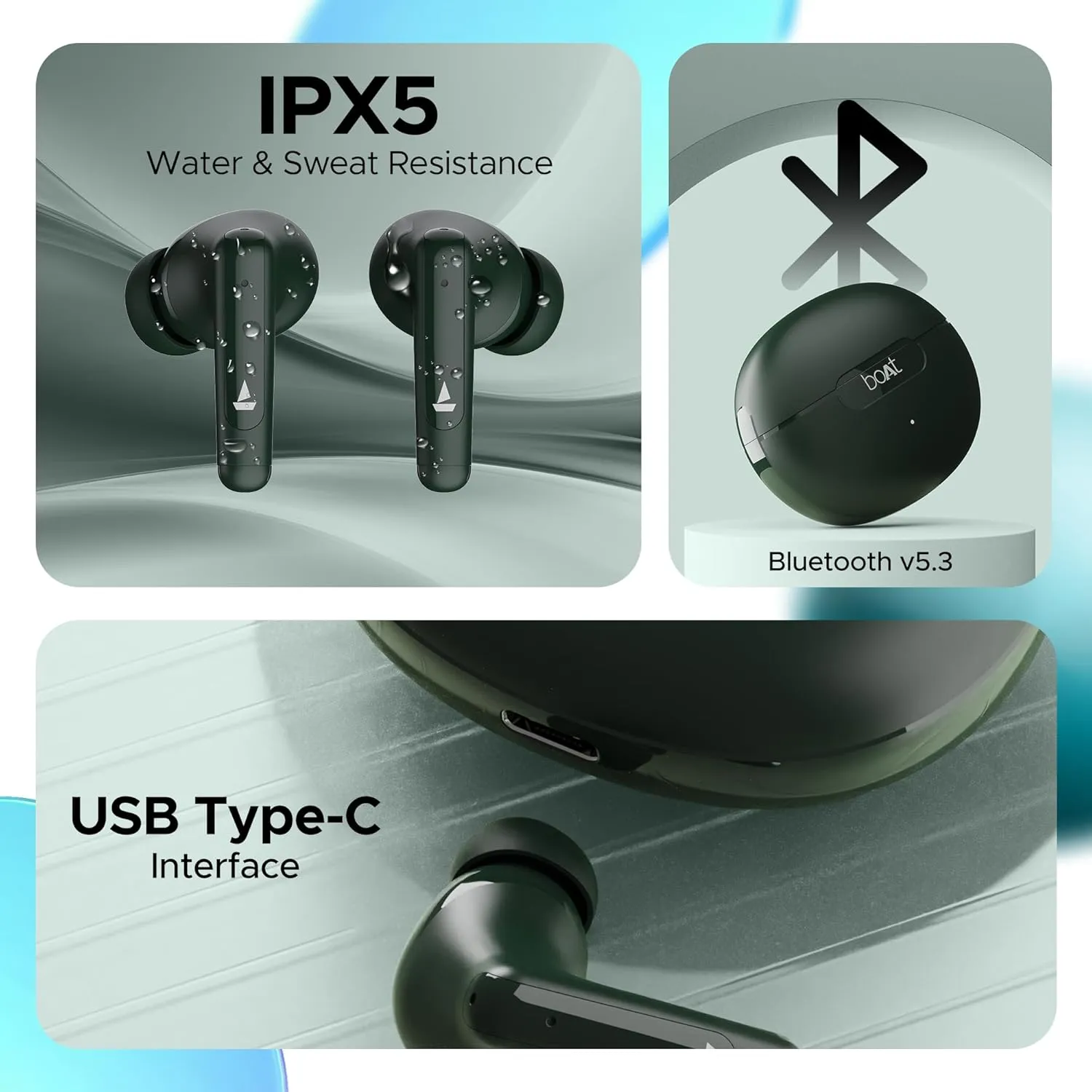 boAt Airdopes 161 ANC TWS Earbuds w/ 32 dB ANC (Green) overview 6