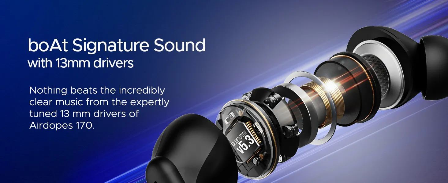 boAt Airdopes 170 TWS in Ear Earbuds with 50H Playtime & Bt V5.3 (Classic Black) overview 6