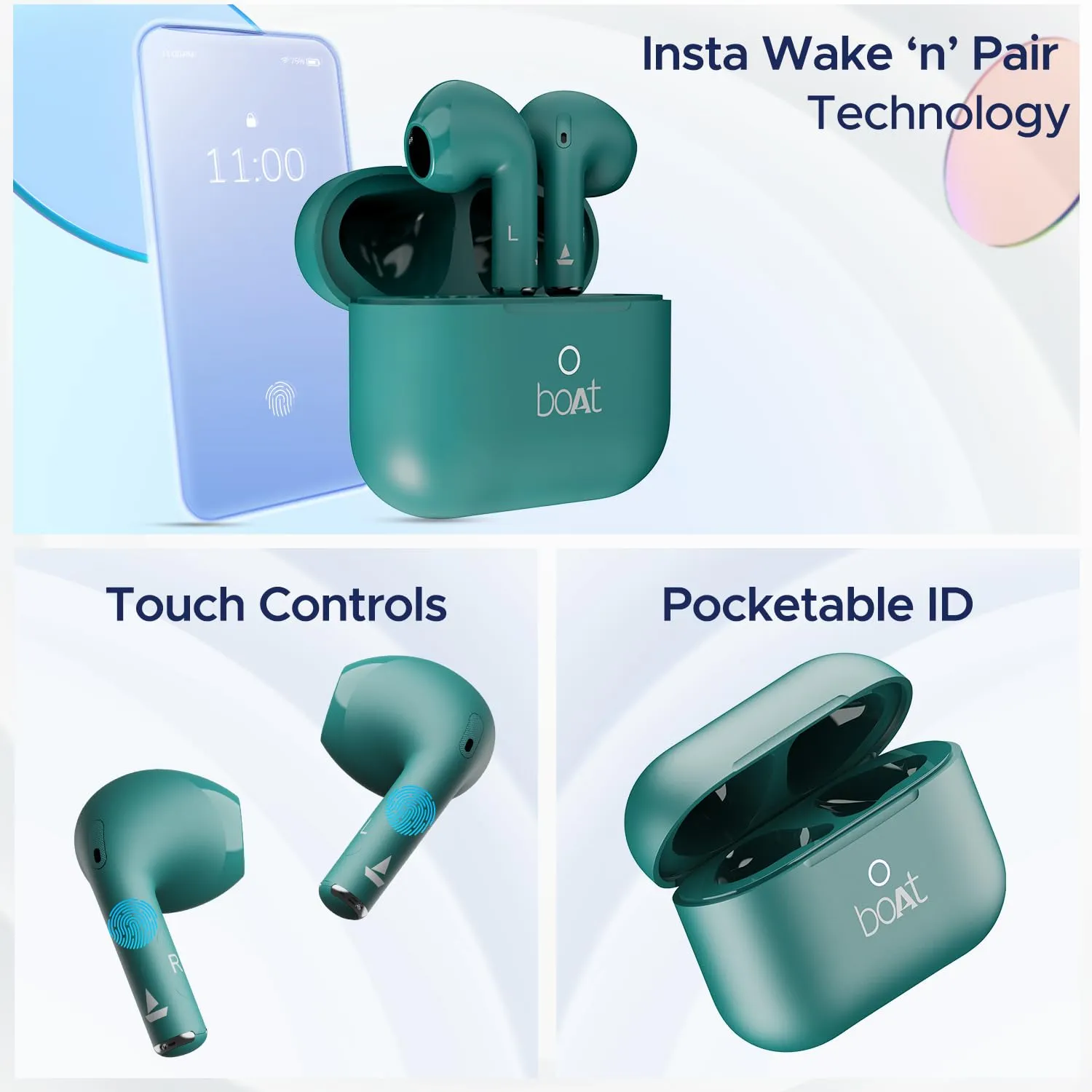 boAt Airdopes Ace TWS in Ear Earbuds with 35 HRS Playback 13mm Drivers (Davys Green) overview 6
