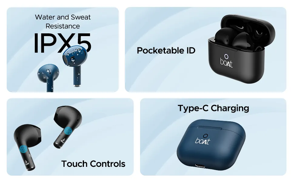 boAt Airdopes Ace TWS in Ear Earbuds with 35 HRS Playback 13mm Drivers (Starry Blue) overview 5
