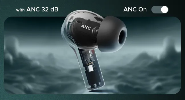 boAt Airdopes Flex 454 ANC, 60HRS Battery, ANC(~32dB), App Support, 4Mics ENx, Fast Charge, Dual Pairing, IPX5, v5.2 Bluetooth Earbuds, TWS Ear Buds Wireless Earphones with mic (Gunmetal Black) overview 2