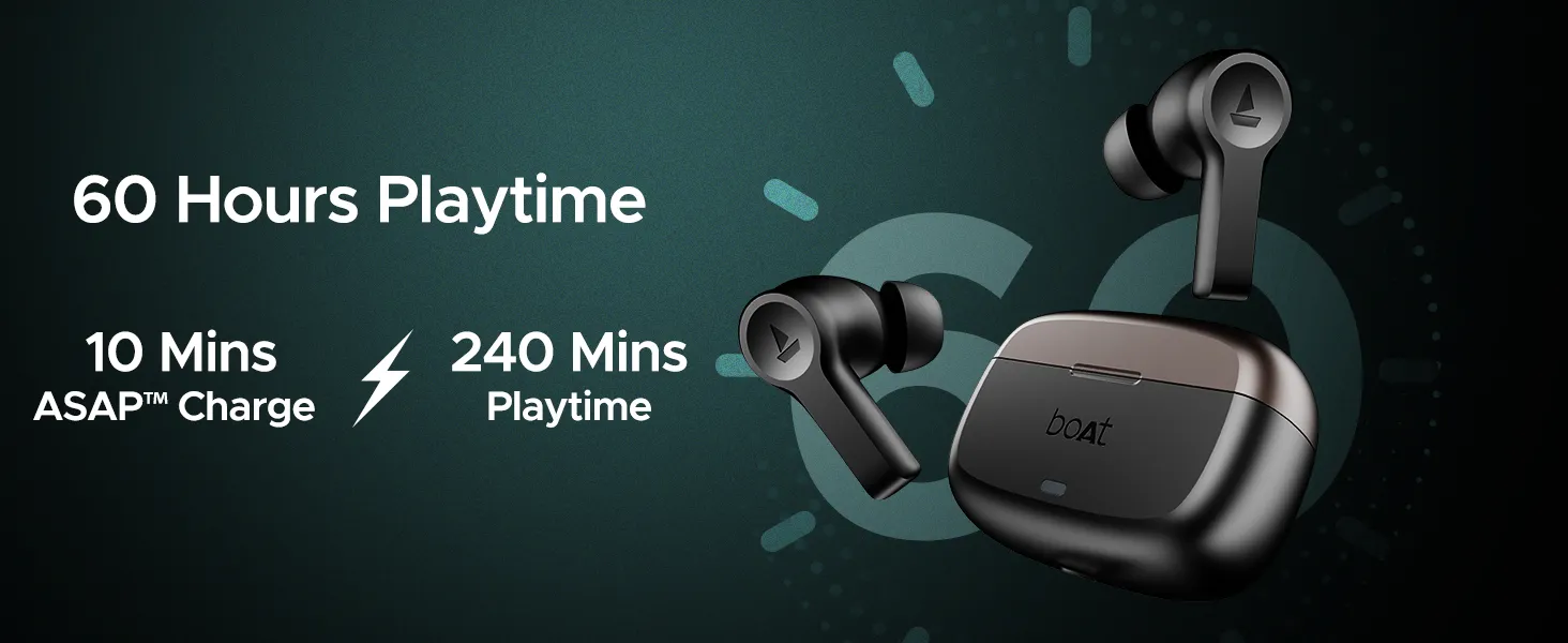 boAt Airdopes Flex 454 ANC, 60HRS Battery, ANC(~32dB), App Support, 4Mics ENx, Fast Charge, Dual Pairing, IPX5, v5.2 Bluetooth Earbuds, TWS Ear Buds Wireless Earphones with mic (Gunmetal Black) overview 8