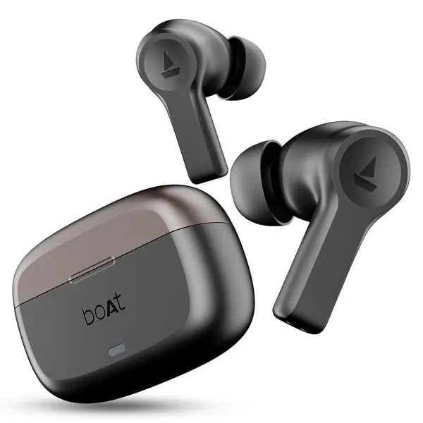 boAt Airdopes Flex 454 ANC, 60HRS Battery, ANC(~32dB), App Support, 4Mics ENx, Fast Charge, Dual Pairing, IPX5, v5.2 Bluetooth Earbuds, TWS Ear Buds Wireless Earphones with mic (Gunmetal White)