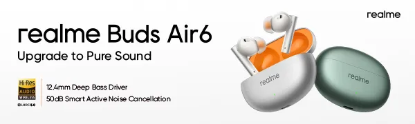 realme Buds Air 6 TWS in Ear Earbuds with 12.4 Mm Deep Bass Driver, 40 Hours Play Time, Fast Charge,50 Db ANC,Lhdc 5.0, 55 Ms Low Latency, Ip55 Dust & Water Resistant, Bluetooth V5.3 (Forest Green overview 1