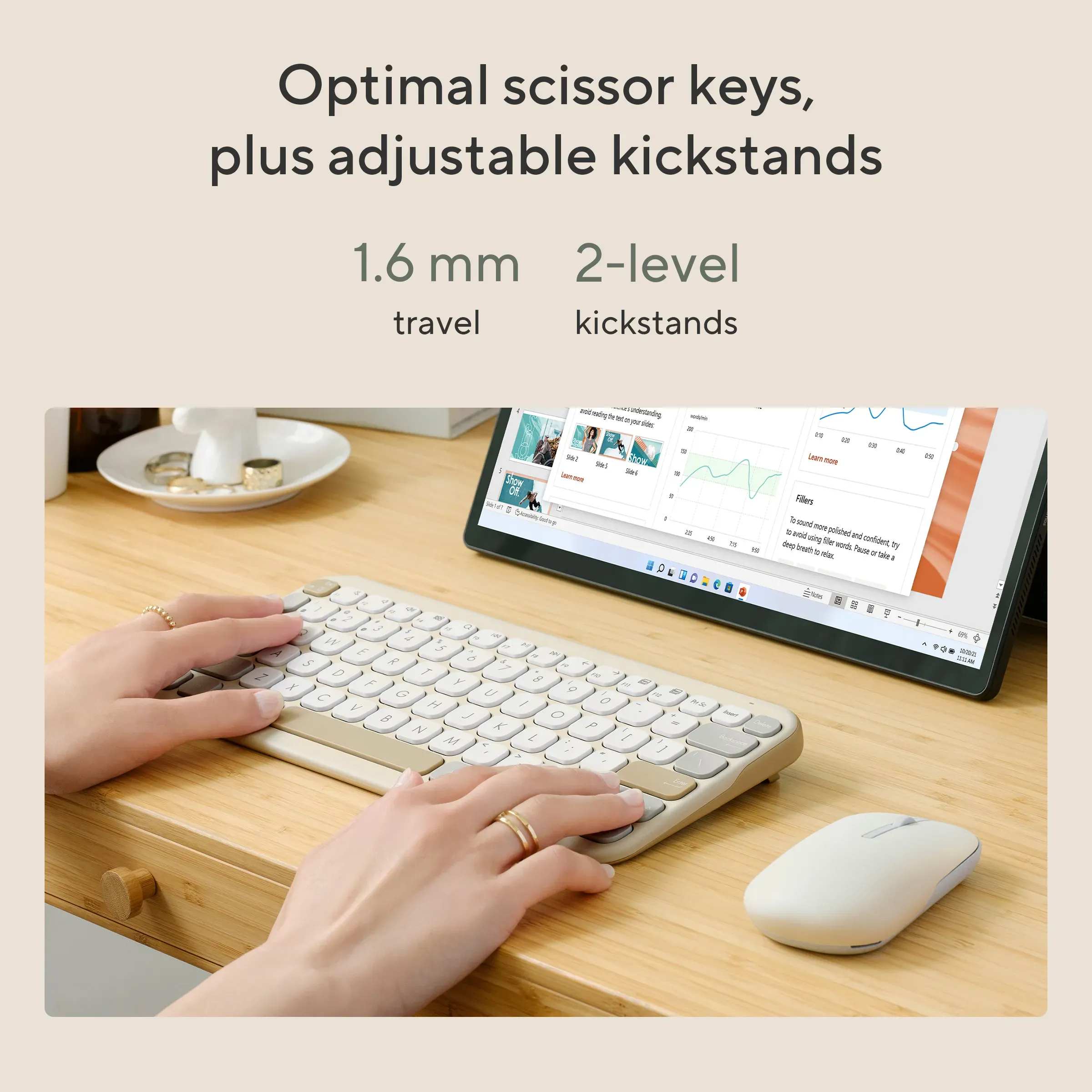 ASUS Marshmallow Wireless Keyboard KW100-OM (Beige) overview 3