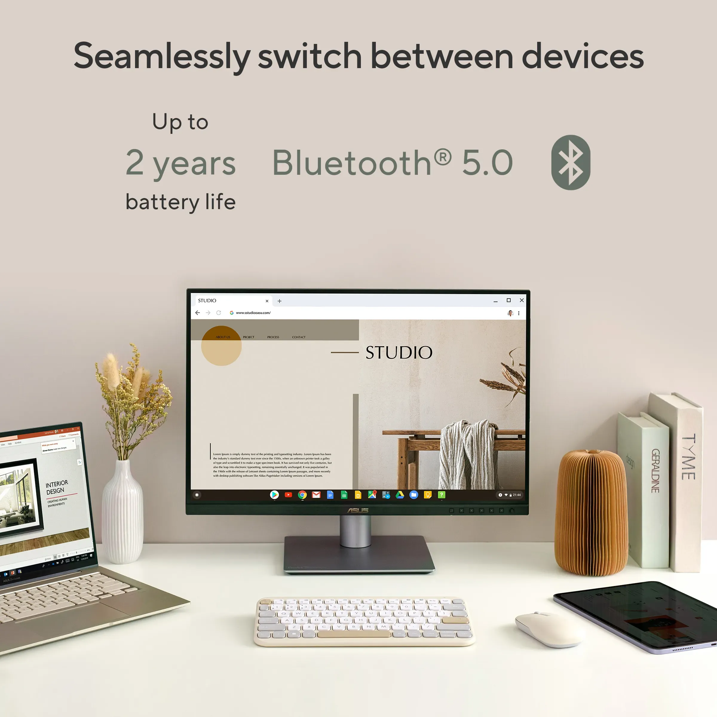 ASUS Marshmallow Wireless Keyboard KW100-OM (Beige) overview 4