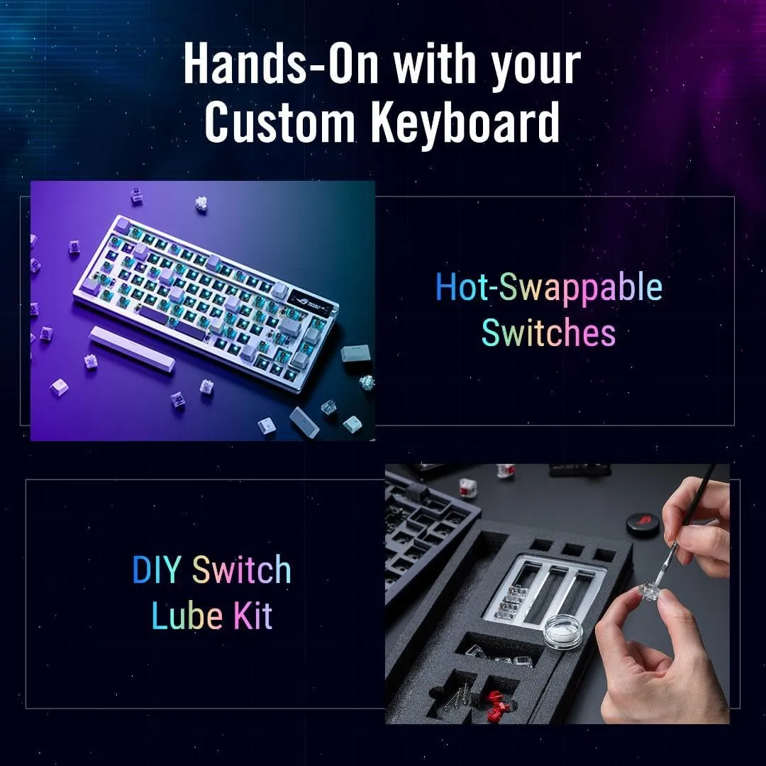 ASUS ROG AZOTH White Gaming Keyboard with NX Blue Mechanical Switches overview 5