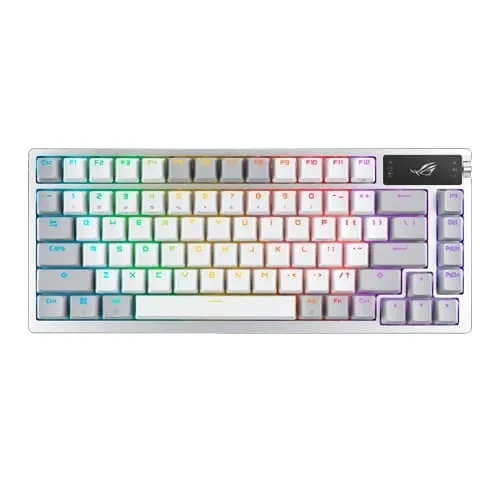 ASUS ROG AZOTH White Gaming Keyboard with NX Blue Mechanical Switches