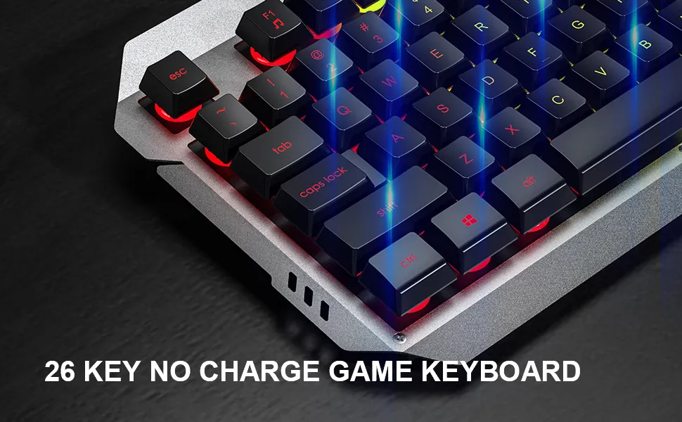 AULA F2023 Anti-ghosting, Aluminium Body Membrane Wired USB Gaming Keyboard (Black) overview 3