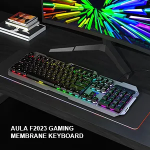 AULA F2023 Anti-ghosting, Aluminium Body Membrane Wired USB Gaming Keyboard (Black) overview 4