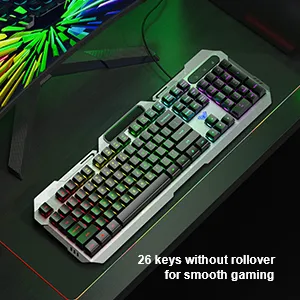 AULA F2023 Anti-ghosting, Aluminium Body Membrane Wired USB Gaming Keyboard (Black) overview 5