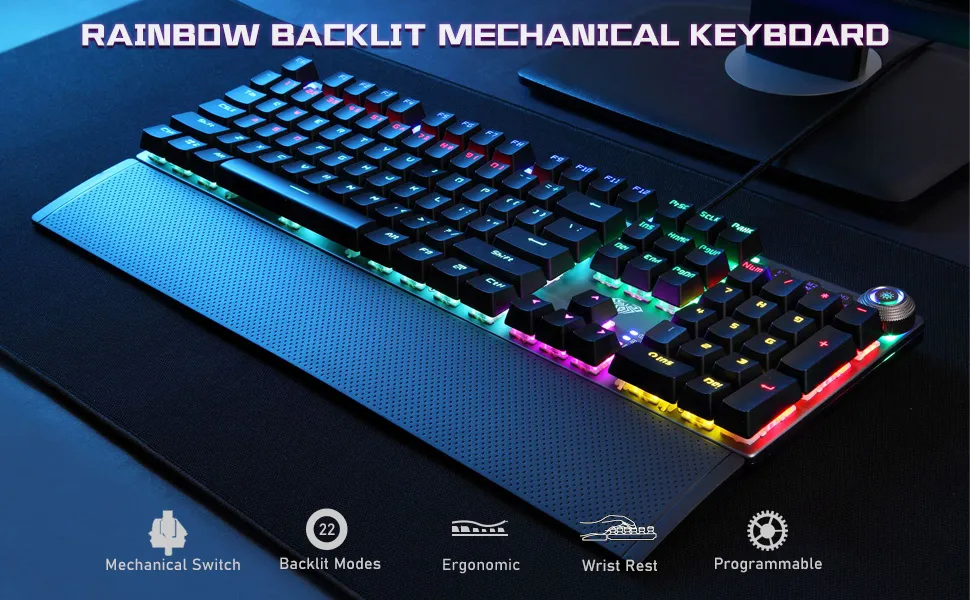 AULA F2058 Wired Mechanical Gaming Keyboard - Black overview 1